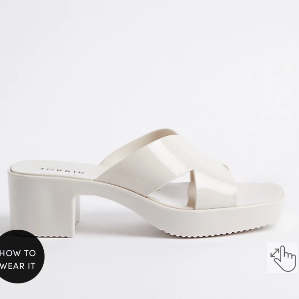 NWT TORRID WW Jelly Criss Cross Heel Sandal - Cream - Picture 2 of 10